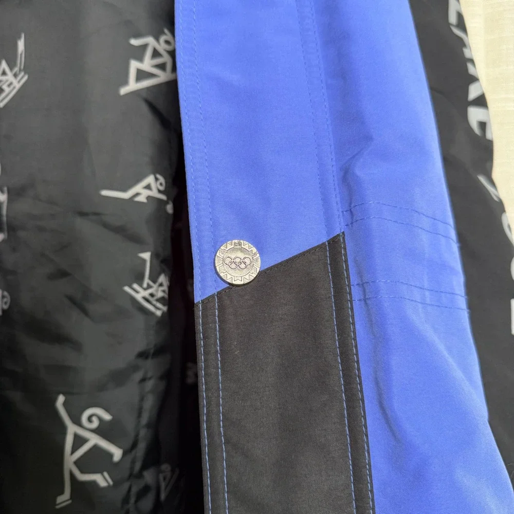 Salt Lake 2002 Winter Olympic Ski Jacket Parka Hooded Coat Vintage Blue Men's XL